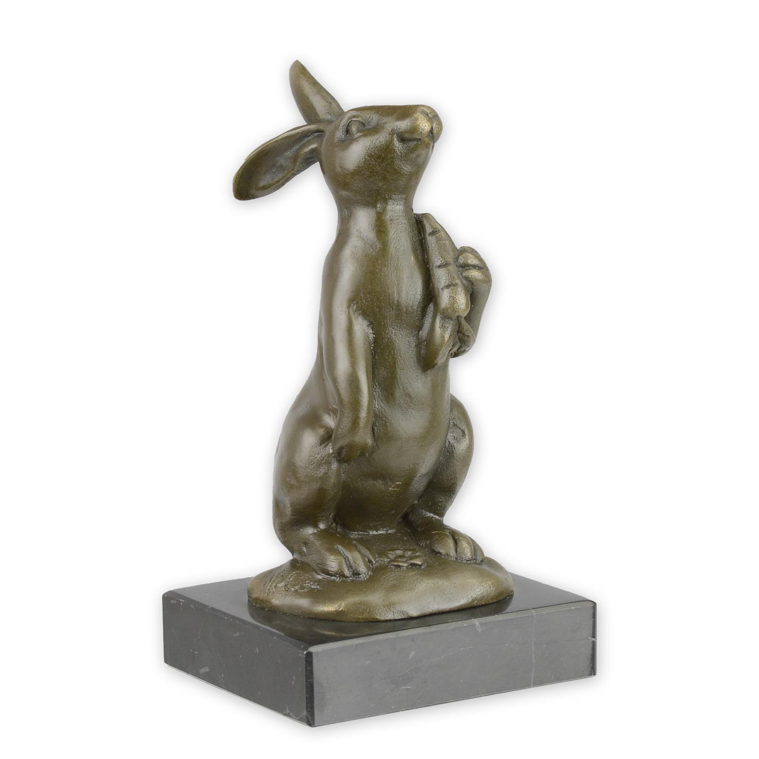 A BRONZE SCULPTURE OF AN EASTERBUNNY