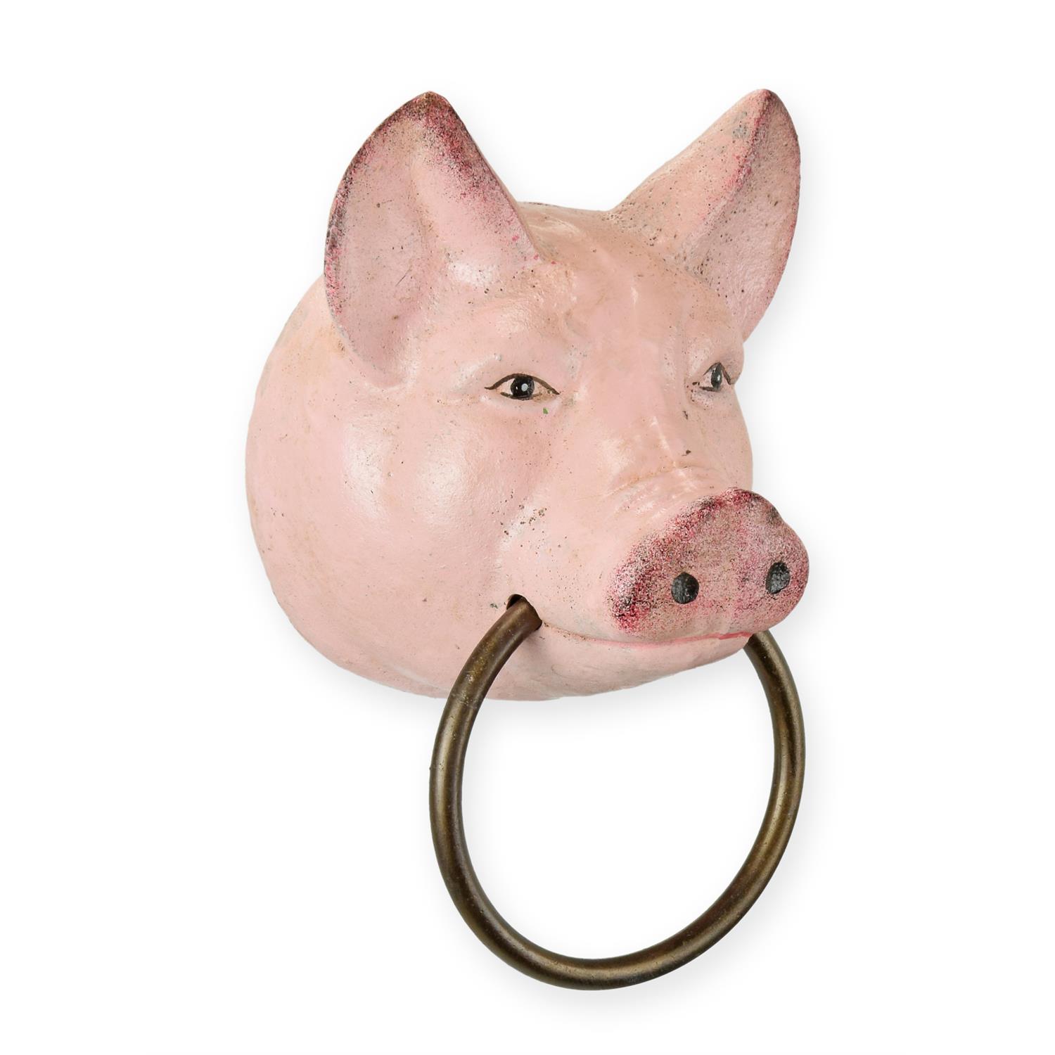 Decosite.com : A CAST IRON PIG HEAD TOWEL HOLDER