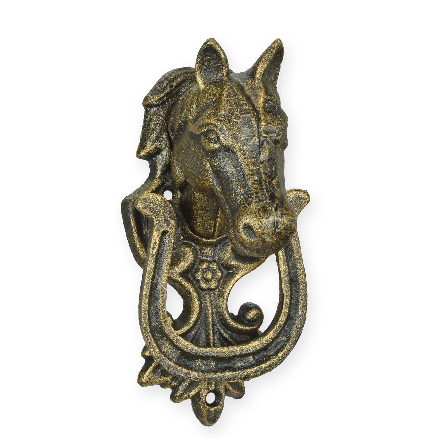 Decosite.com : A CAST IRON HORSE HEAD DOOR KNOCKER, BRONZE COLOR